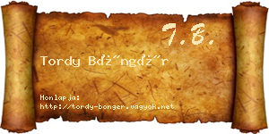 Tordy Böngér névjegykártya